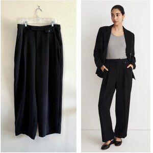 Madewell The Rosedale High Rise Straight Leg Pant in Black Crepe